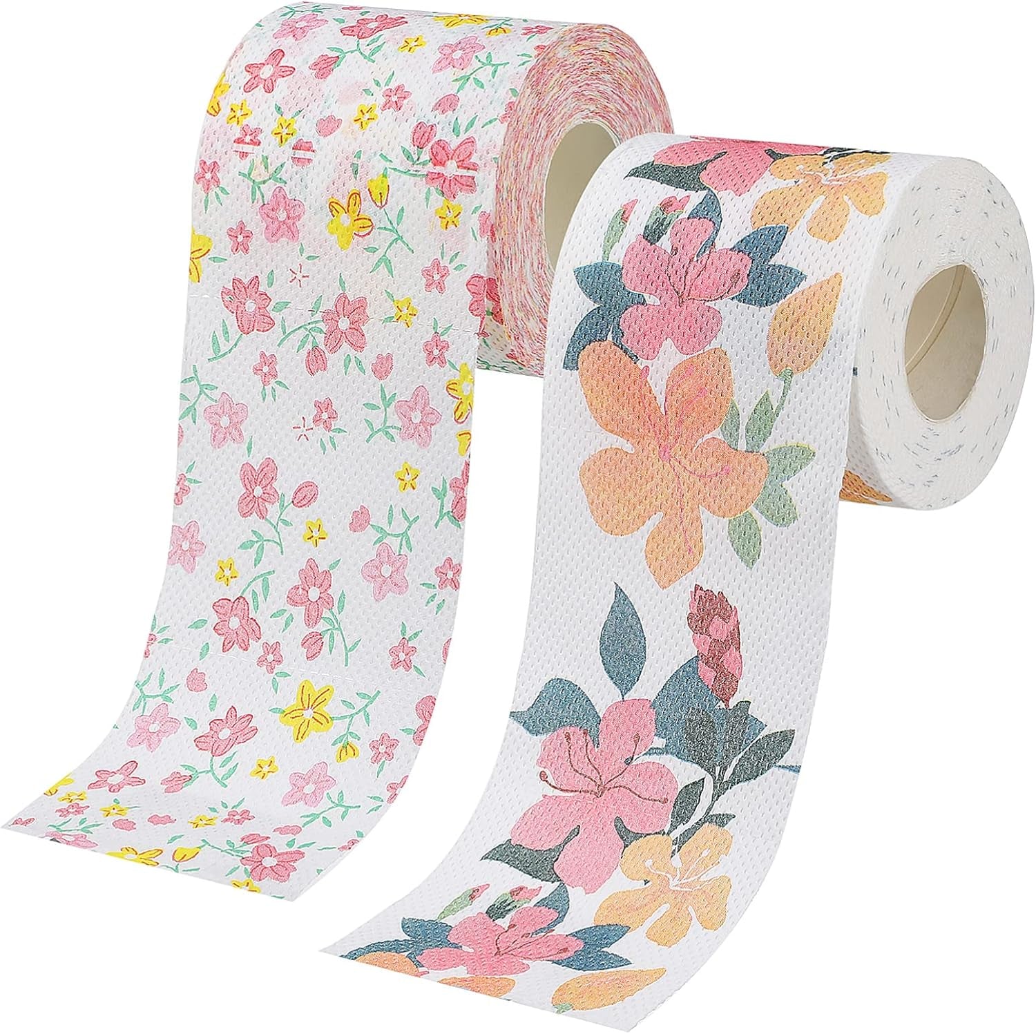 Floral Toilet Paper Novelty Bathroom Tissue Flower Pattern Toilet Tissues, Decorative Hand Towel Napkins for Home Office Travel, 2 Rolls