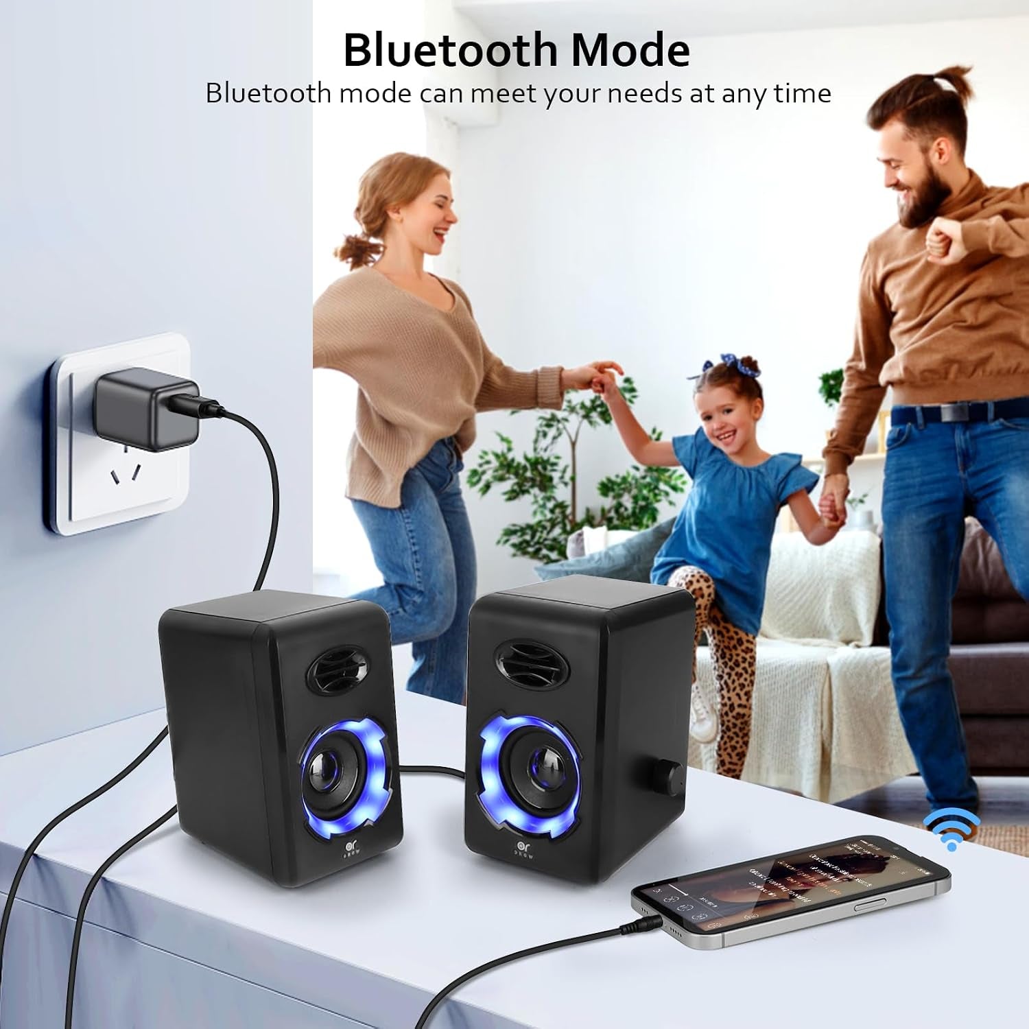 OROW Computer Speakers,Usb Powered Desktop Speakers with 6 Lights Modes,Bluetooth 5.0&3.5Mm AUX Speaker,Rgb Gaming Speakers for Pc/Monitor(Black)