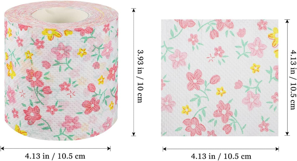 Floral Toilet Paper Novelty Bathroom Tissue Flower Pattern Toilet Tissues, Decorative Hand Towel Napkins for Home Office Travel, 2 Rolls