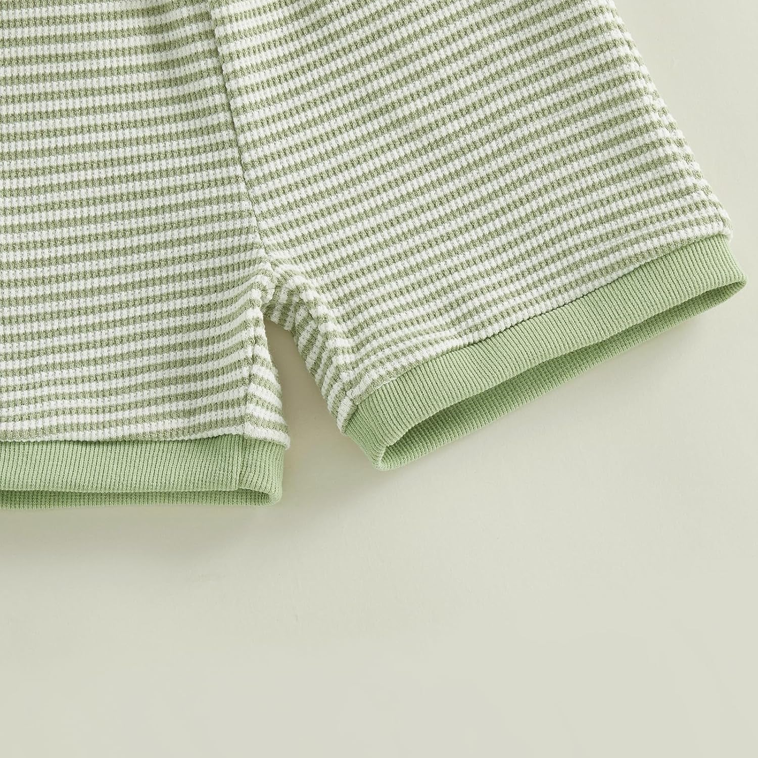 Baby Boy Summer Clothes Mamas Boy Embroidered Waffle Knit Short Sleeve T-Shirt Shorts Set Toddler Striped Outfit