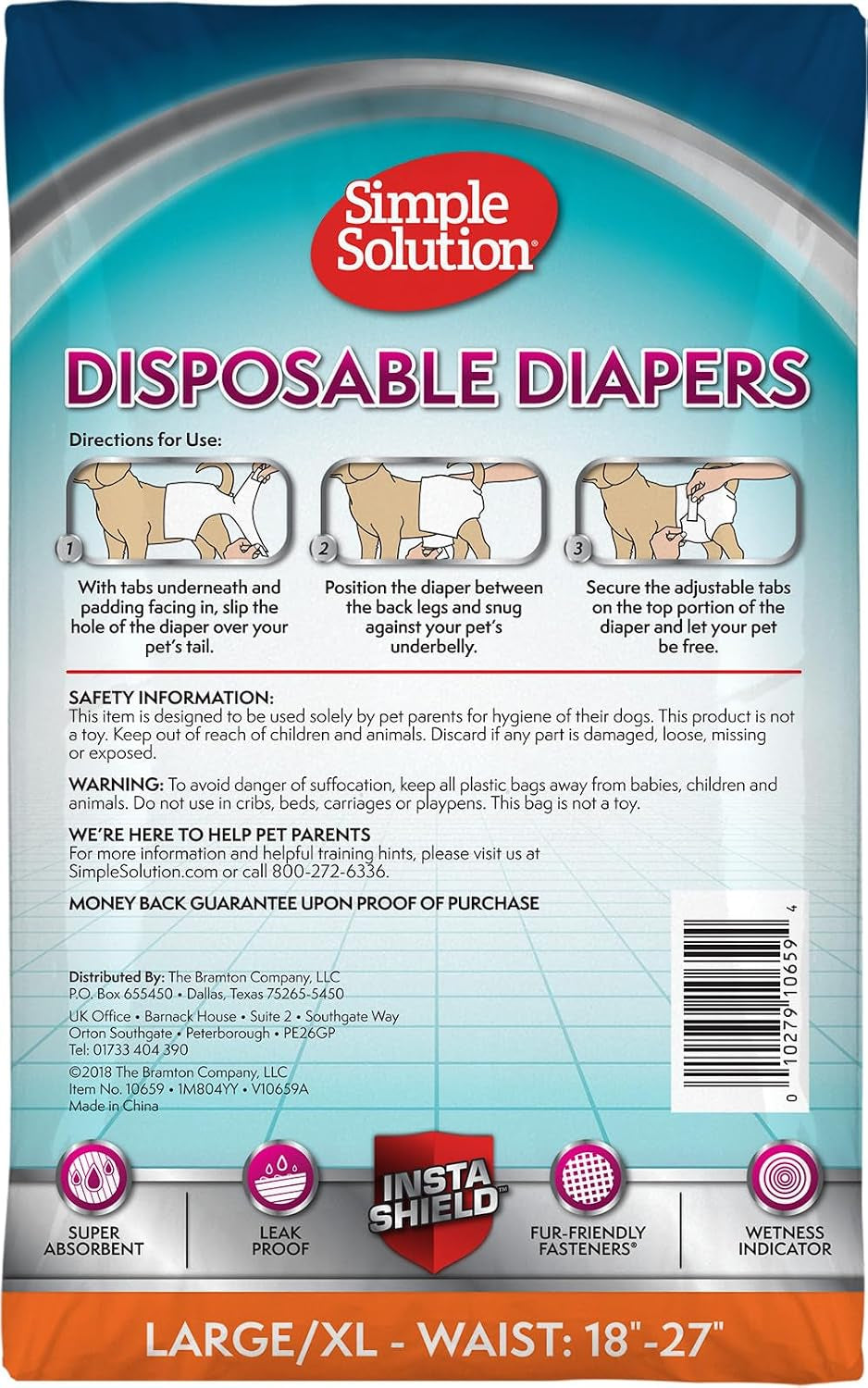 Disposable Female Dog Diapers, Absorbent Leak Proof Protection for Incontinence, Puppy Training, Heat Cycle, Travel, and Housebreaking, Large/Xl Dogs, 18–27 Inch Waist, 12 Count