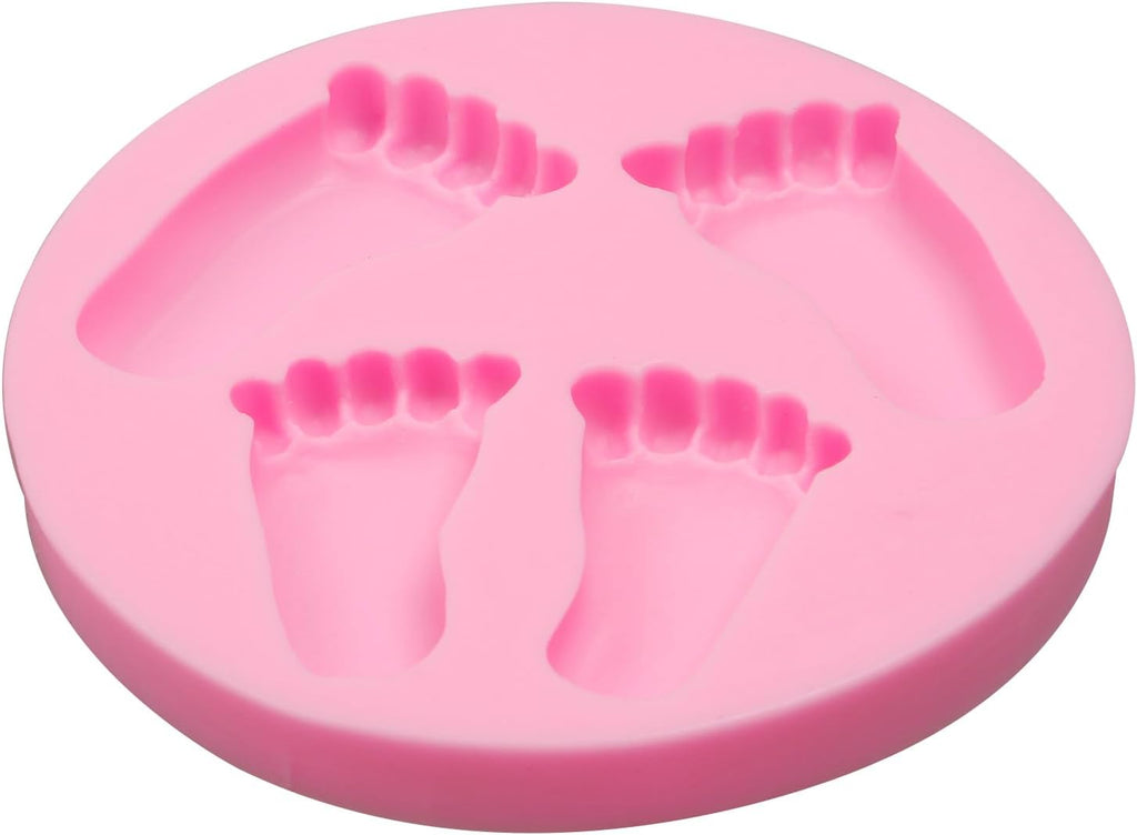 Baby Silicone Fondant Mold 3D Baby Foot Mold Baby Birthday Party Baking Tools for Baby Baptism Theme Party Gender Reveal Party Cake Decorating Chocolate Candy Cupcake Gum Paste Polymer Clay