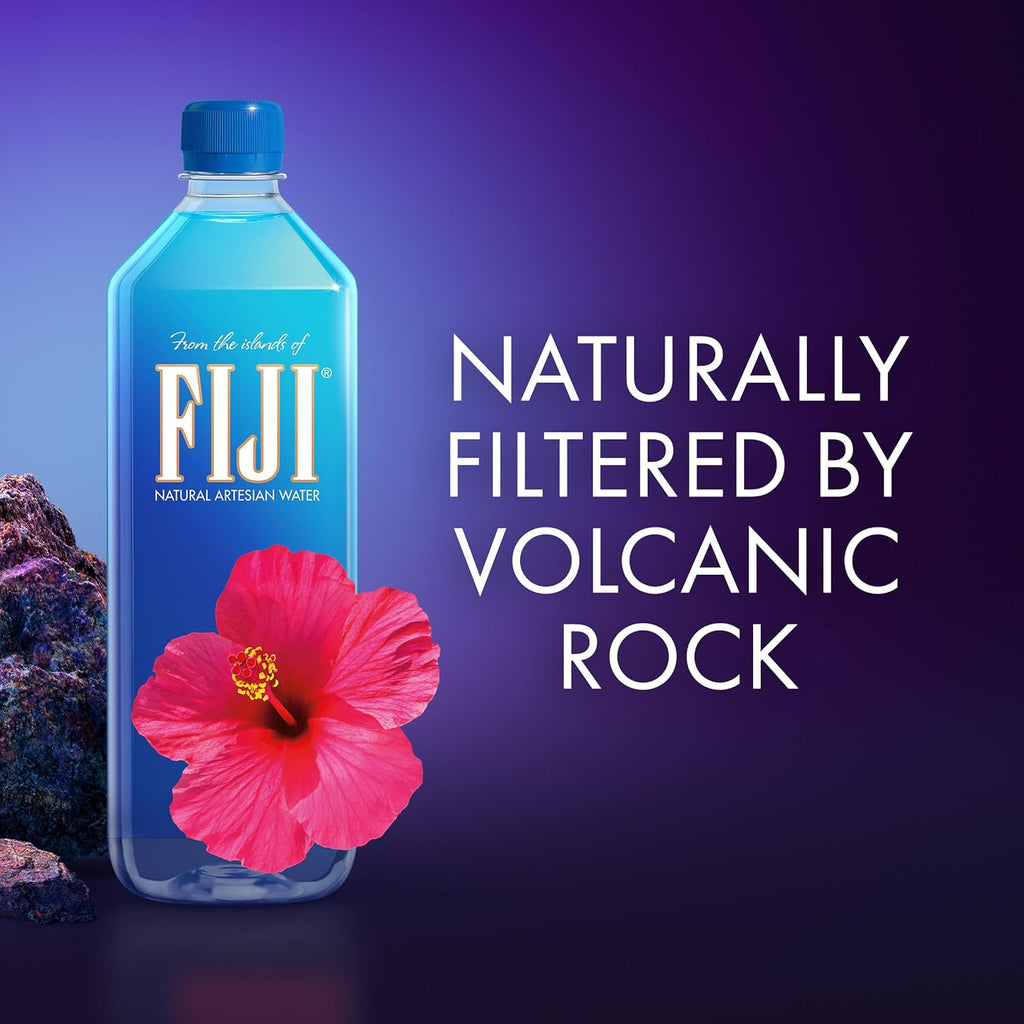 FIJI Natural Artesian Bottled Water 1 Liter / 33.8 Fl Ounce (Pack of 6)