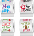 Christmas Toilet Paper Roll Pack of 4 – Holiday Gag Gifts, Funny Christmas Gifts, Perfect for White Elephant and Holiday Parties - Novelty, Santa, Xmas, Grinch and Funny Toilet Paper