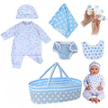 Reborn Baby Accessories with Soft Cloth Body for 17-22 in Doll - 8Pc Clothes Outfit Set for Boys