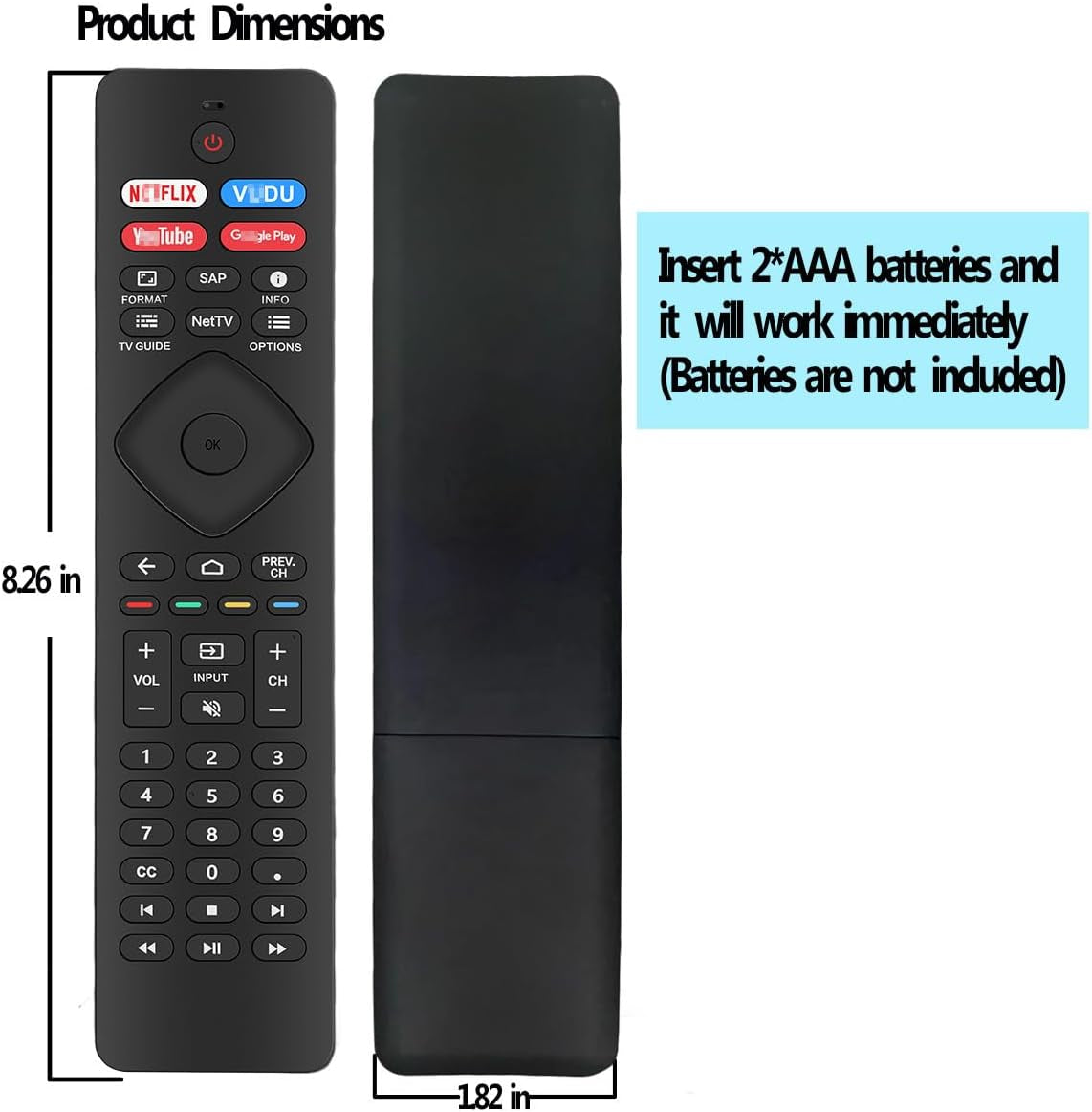 Replacement for Philips TV Remote Control, Compatible with All Philips Android LED/LCD/HDTV/UHD Smart Tvs (NH800UP)