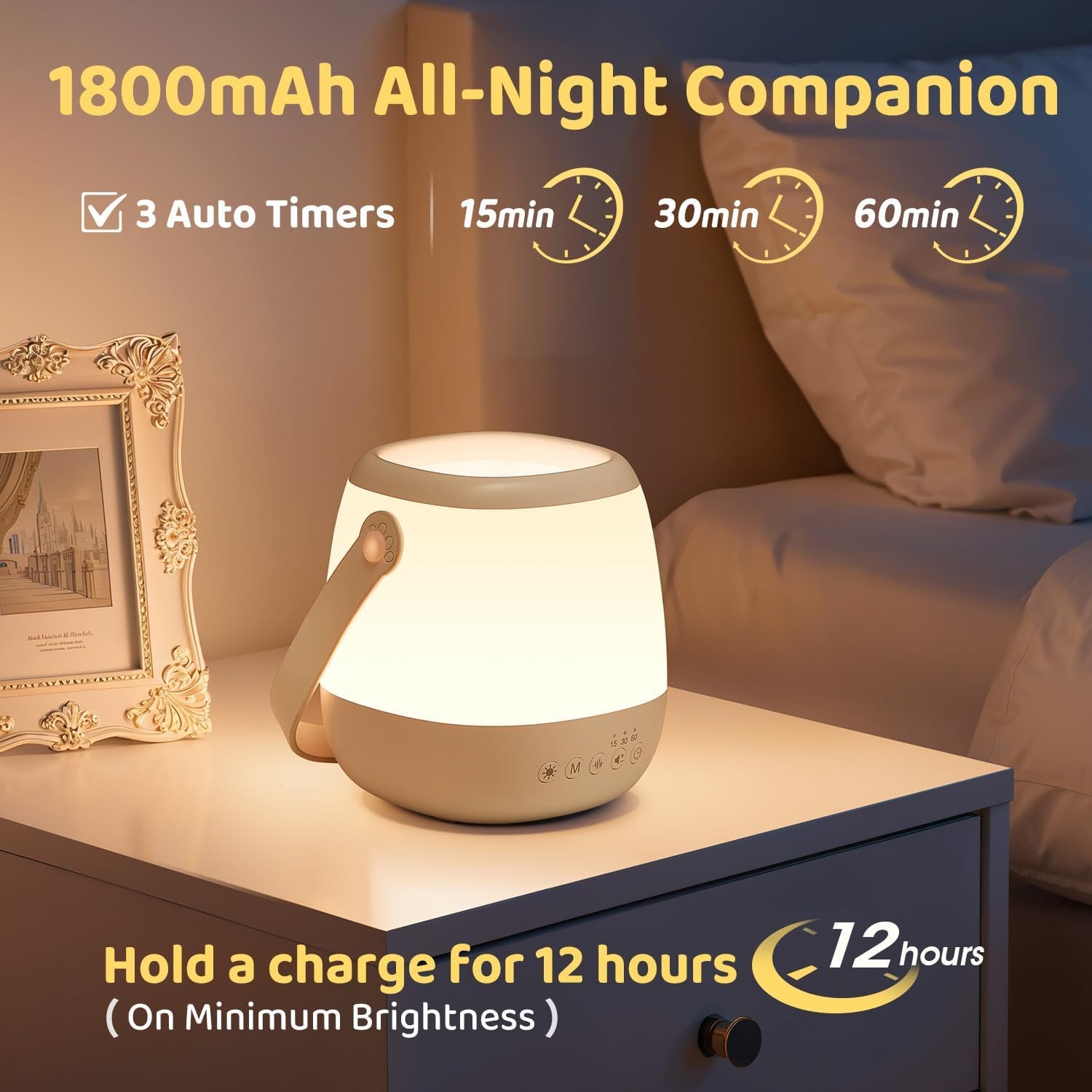 Baby Night Light Sound Machine,35 Colors+12 White Noise Machine+Egg Light for Nursery Lamp, Cordless+Usb Rechargeable+Portable Night Light for Baby Nursery Lamp, Nightlight for Kids Room Toddler Lamp