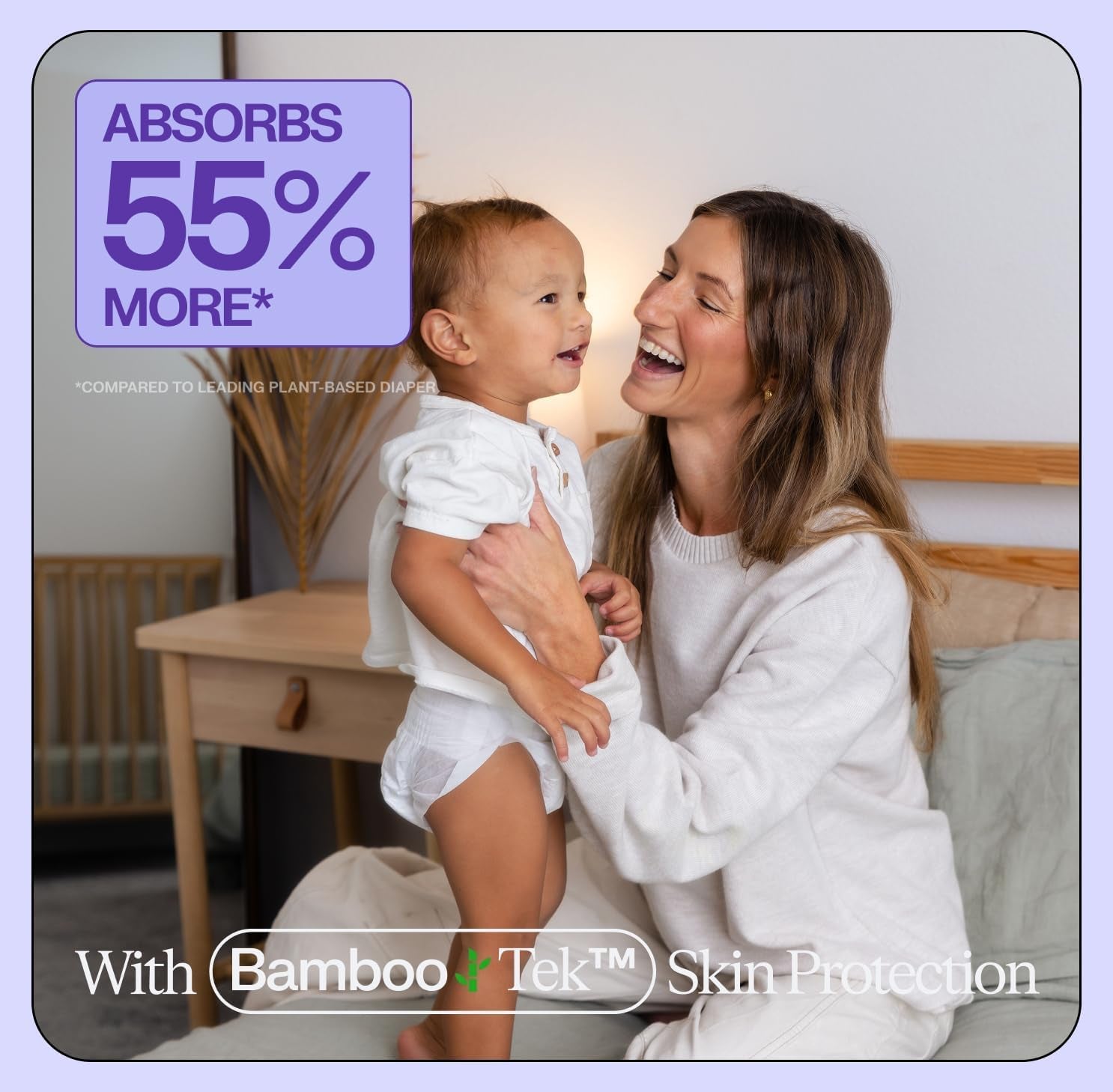 Bambootek Diapers – (Size 3) Hyper Absorbent & Non-Toxic – Disposable Diapers for Sensitive Skin – Ultra Soft Diaper'S (16-28 Lbs) – 56 Count