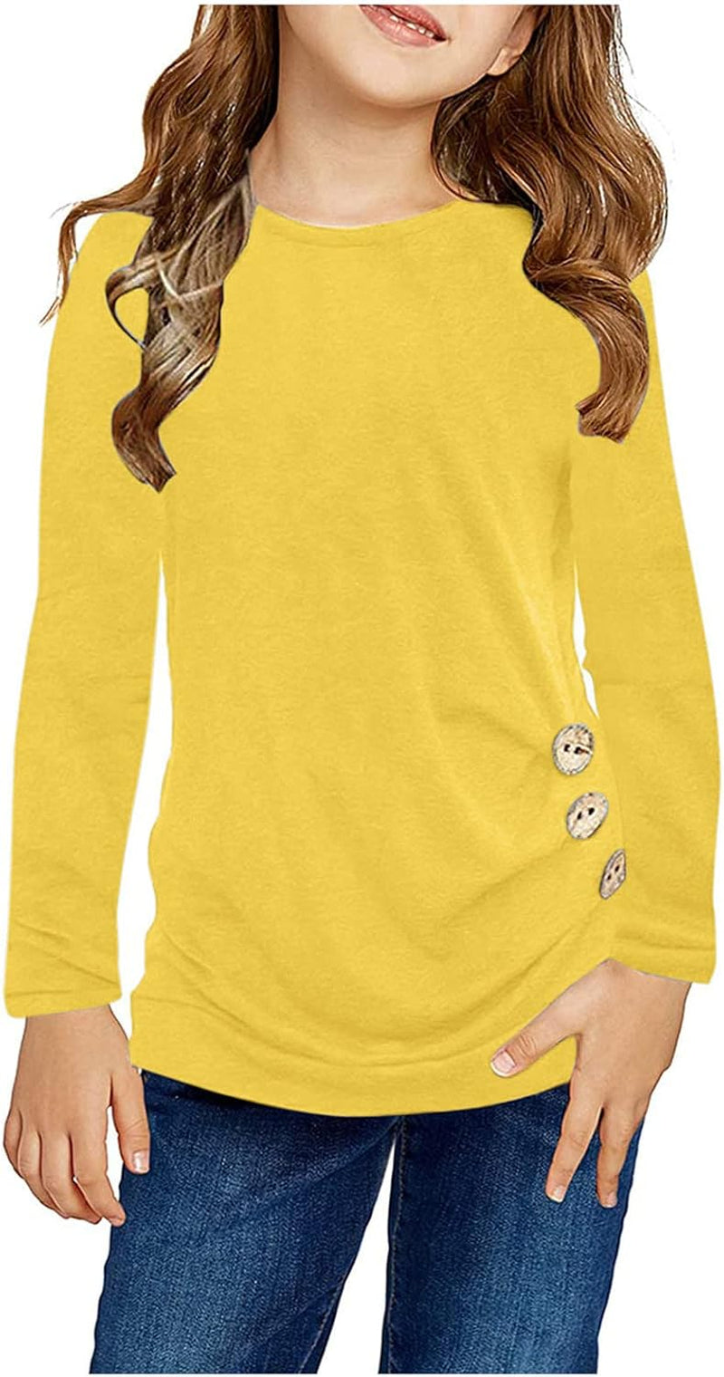 Girls Casual T Shirts Long Sleeve Basic Tees Top Color Block Crewneck Tunic Shirt Blouse Striped Casual Loose Blouse D8