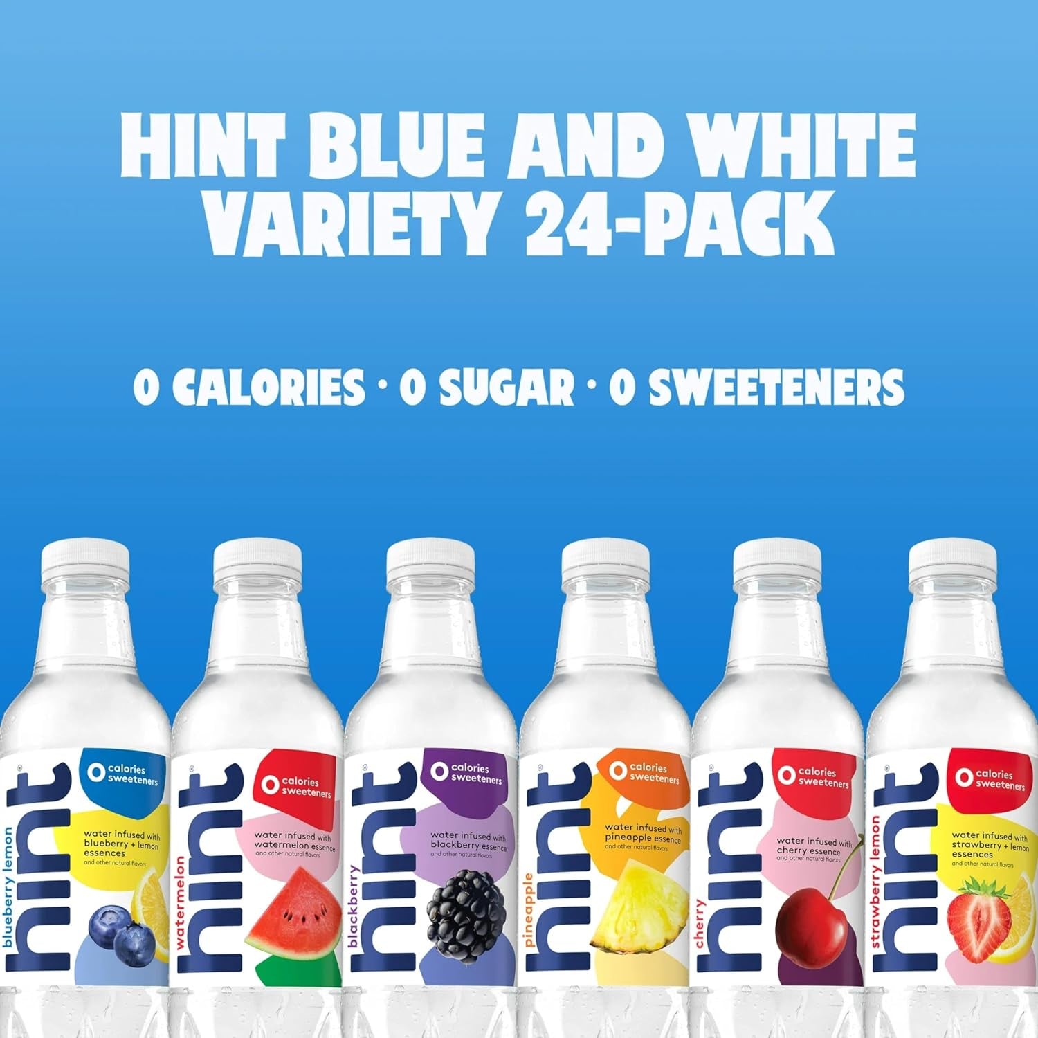 Water Best Sellers Pack &  Water White Variety (24 Bottles), Zero Sugar, Sweeteners, and Calories, Flavors: Watermelon, Blackberry, Blueberry Lemon, Strawberry Lemon, Cherry, and Pineapple