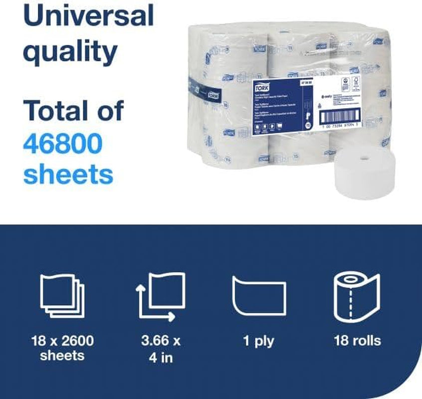 Optiserve High Capacity Coreless Toilet Paper White T5, Universal, 1 Ply, 18 X 2600 Sheets, 472889