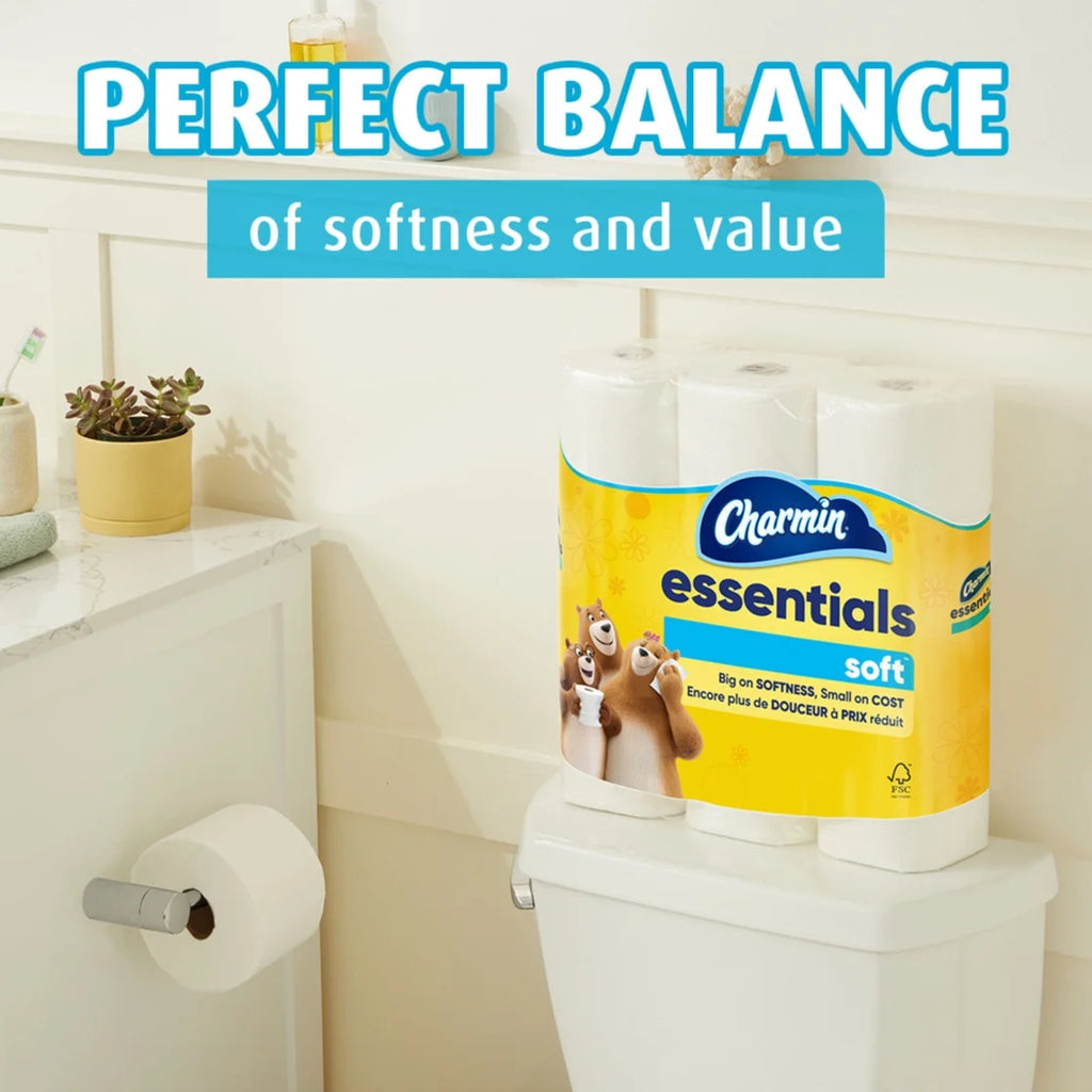 Essentials Soft Toilet Paper 12 Mega Rolls, 330 Sheets per Roll