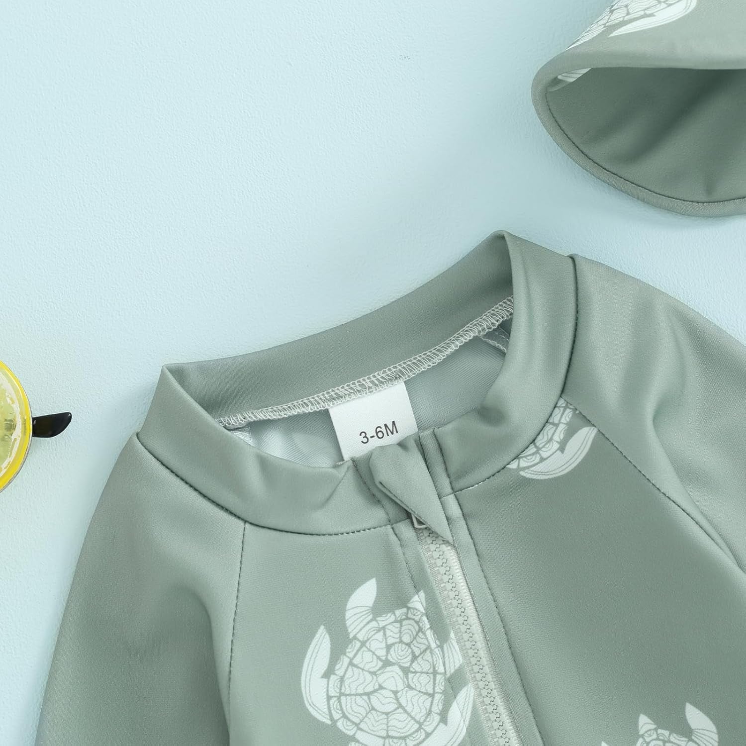 Toddler Infant Baby Boys Swimsuit Kids Rash Guard One Piece Newborn Zipper Bathing Suit Swimwear with Hat