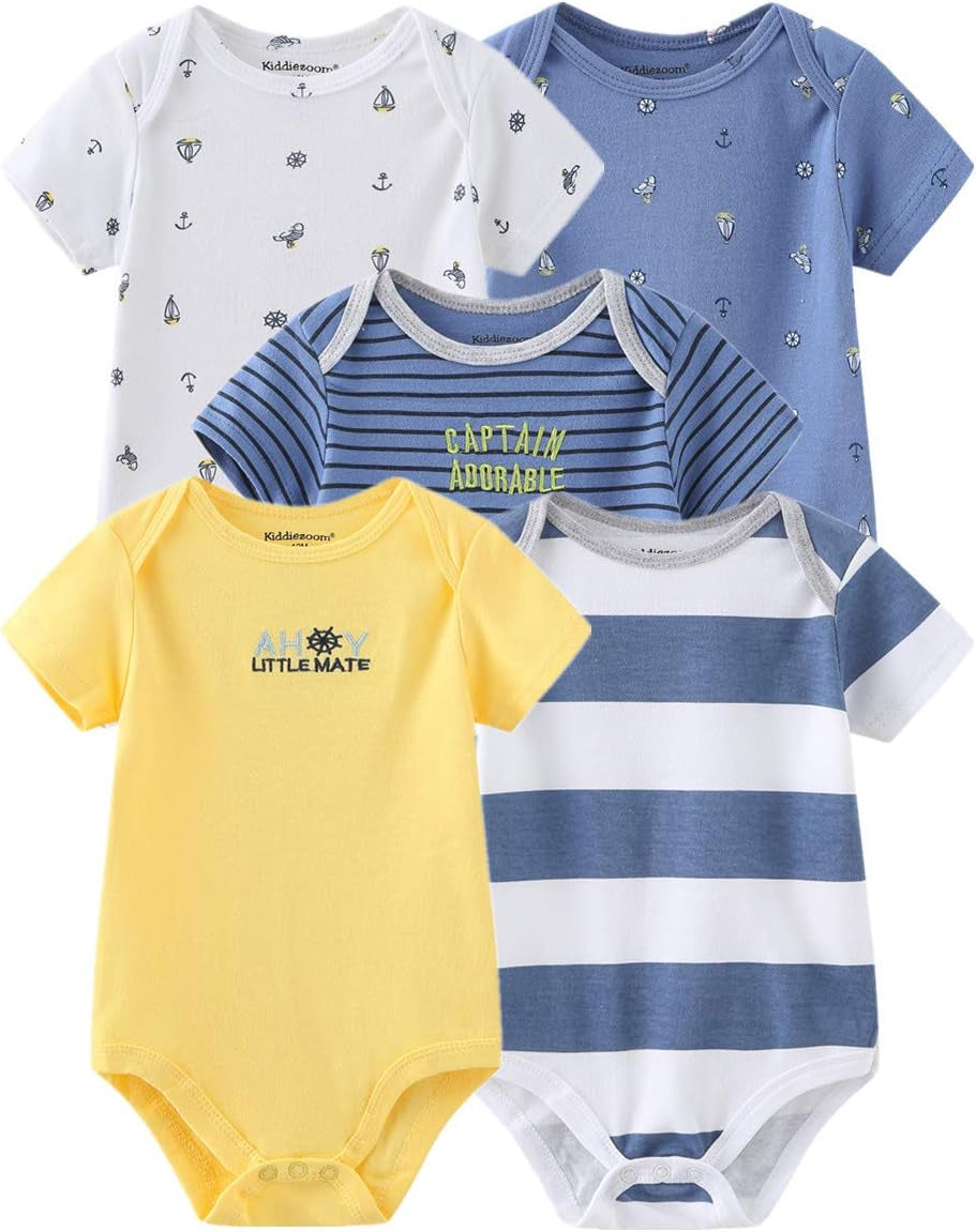 Baby Bodysuit Newborn Short Sleeve Baby One-Piece Cotton 5-Pack Baby Clothes