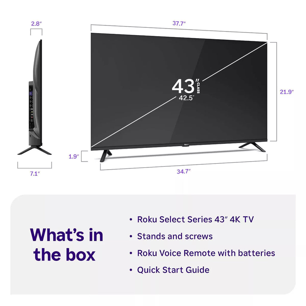 Roku 43" Select Series 4K HDR Smart Roku TV with Roku Voice Remote