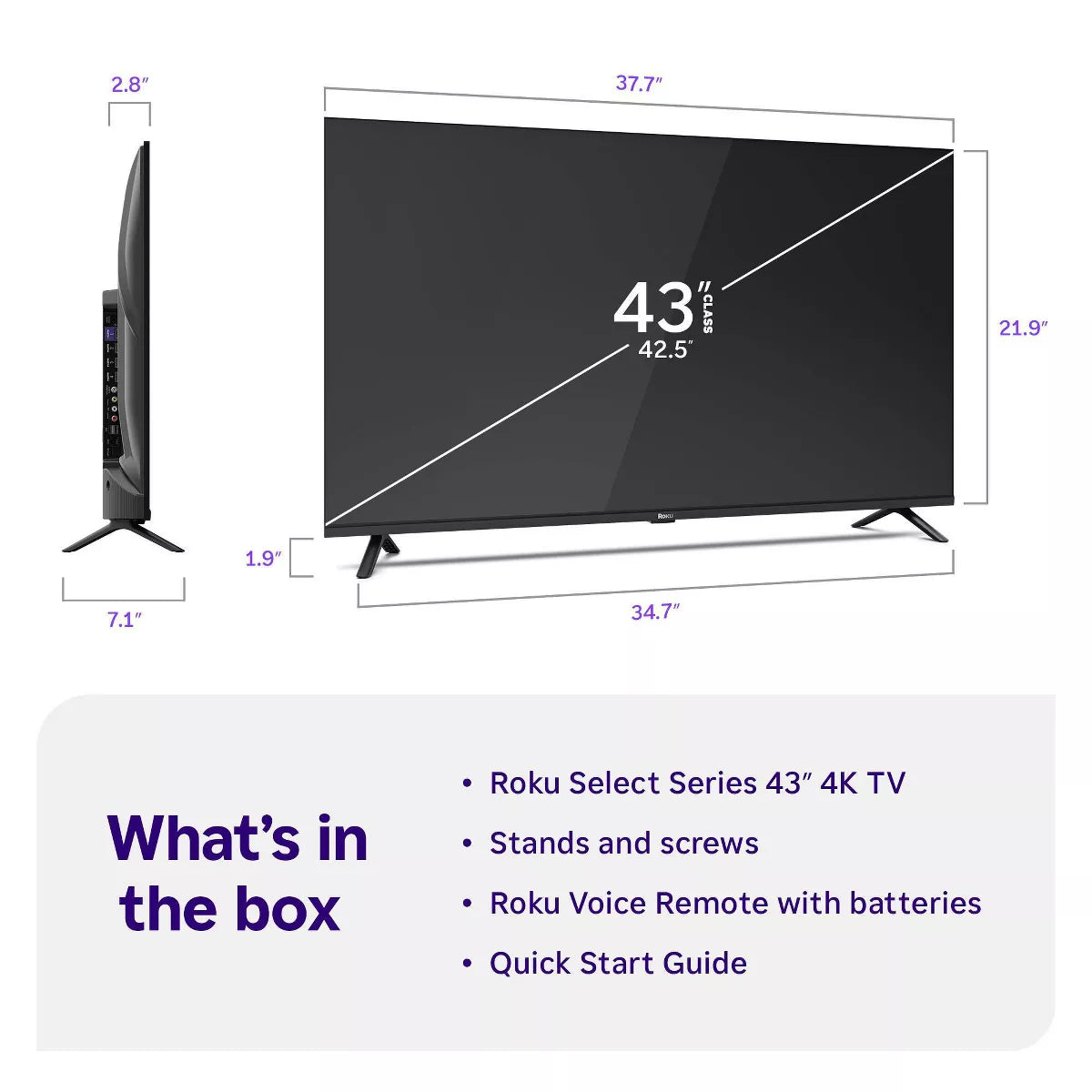 Roku 43" Select Series 4K HDR Smart Roku TV with Roku Voice Remote