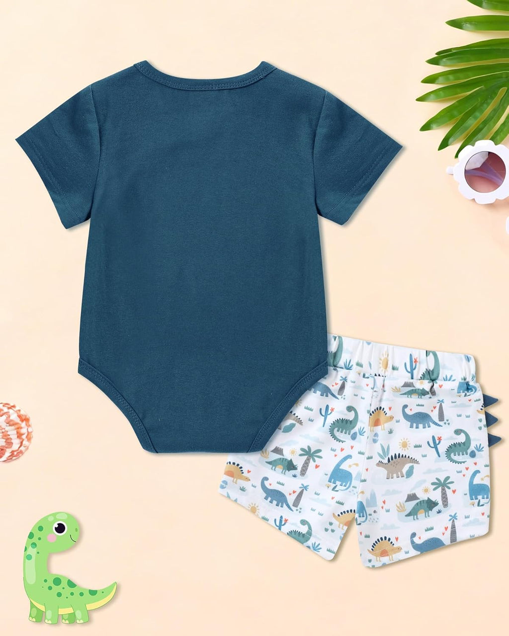 Baby Boy Clothes Newborn Summer Short Sleeve Cotton Crew Neck Button Crotch Romper Short Set Infant Boy Clothes