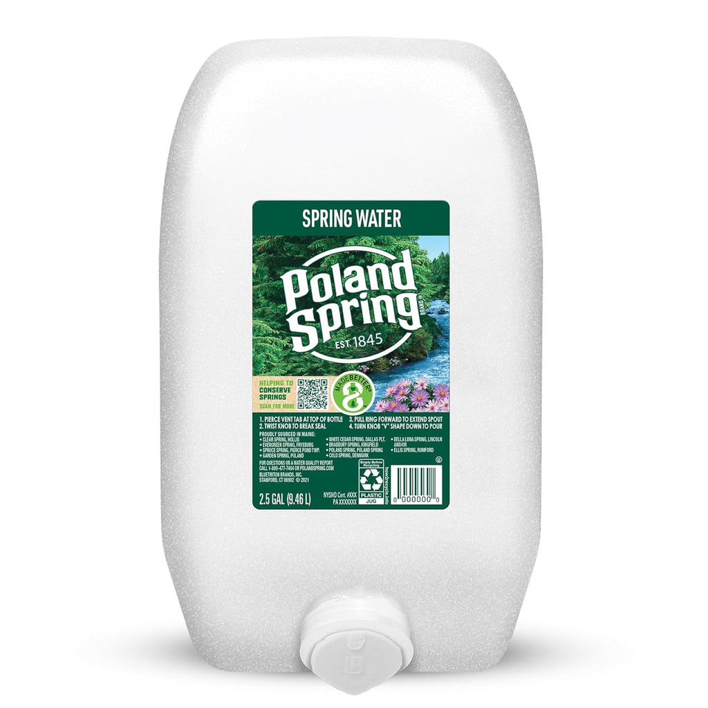 Maine Spring Water Bottles, 2.5 Gallon Jug – Still Bottled Water with Naturally Occurring Minerals for Taste