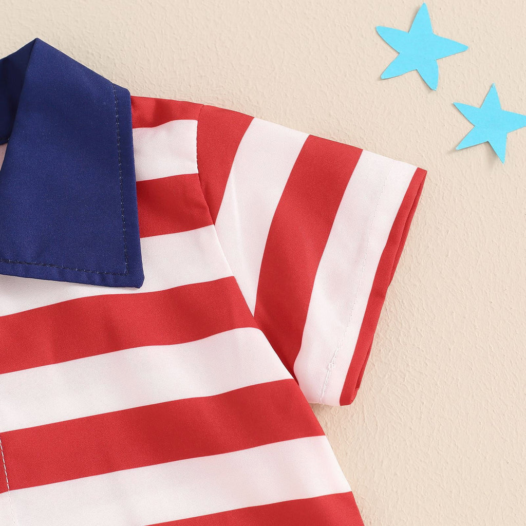 Newborn Baby Boy Clothes 4Th of July Baby Boy Outfit American Flag T-Shirt Top Striped Shorts Toddler Fourth of July Clothes 2 Piece Set Red,18-24 Months
