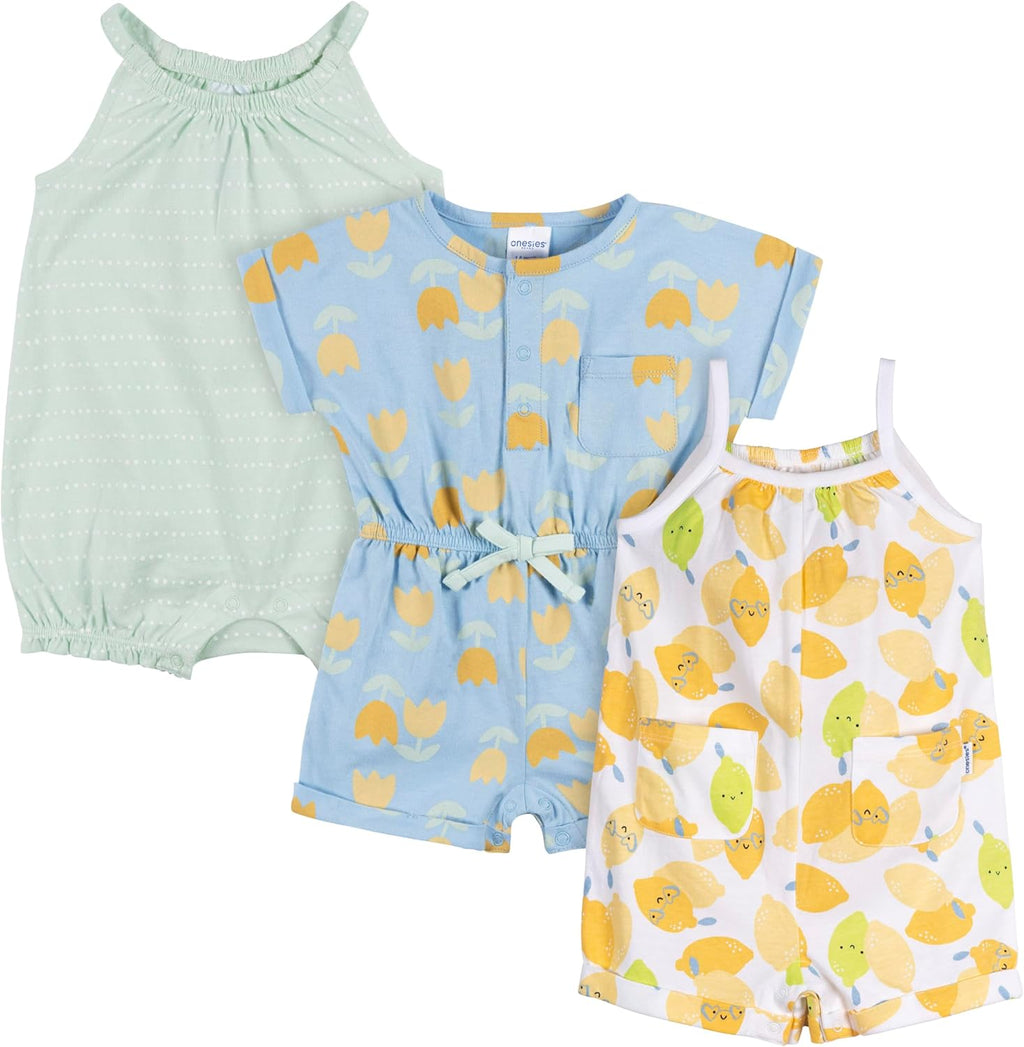 Baby Girls' 3-Pack Romper