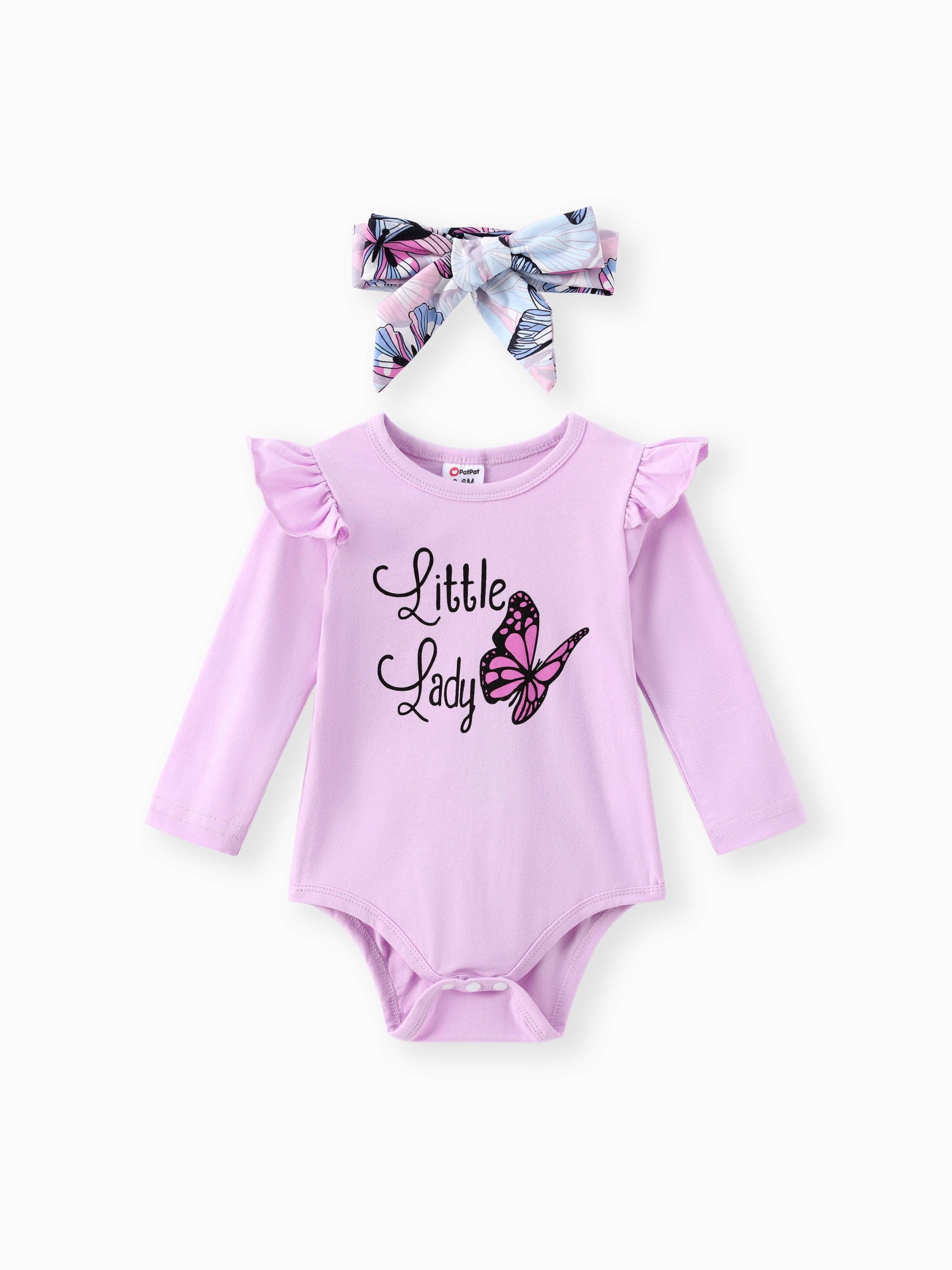 Baby Girl Clothes 3Pcs Ladybug Letter Print Romper and Bowknot Trousers with Headband Set