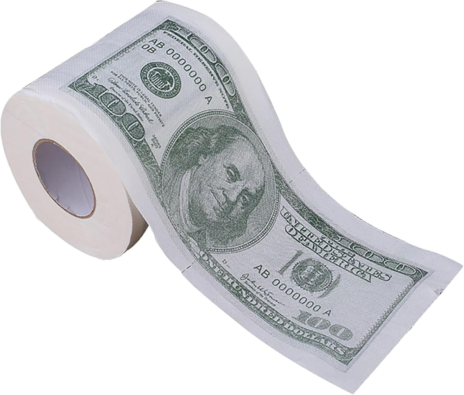 Money Toilet Paper 100 Dollar Bill Printed Gag Gift 2-Ply Funny Toilet Paper Roll, Money Printed Novelty Gift Idea, Pranks & Surprises Bathroom Decor