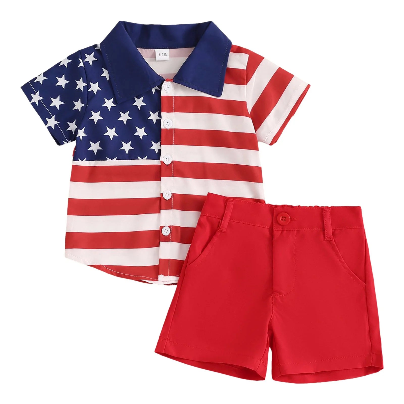 Newborn Baby Boy Clothes 4Th of July Baby Boy Outfit American Flag T-Shirt Top Striped Shorts Toddler Fourth of July Clothes 2 Piece Set Red,18-24 Months