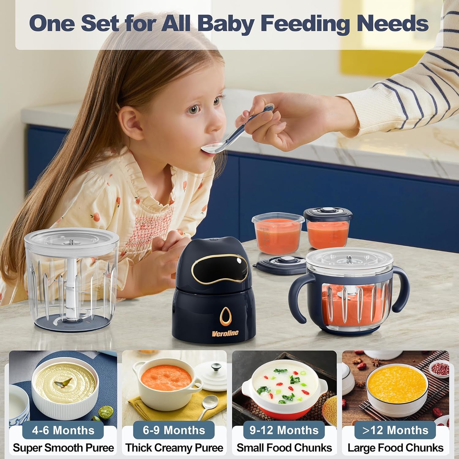 Baby Food Maker, 10-In-1 Baby Food Processor Set with 2 Glass Bowls (600Ml+300Ml), Baby Food Blender for Baby Puree, Fruit, Meat, Vegatable, Baby Food Storage Containers, Baby Essentials