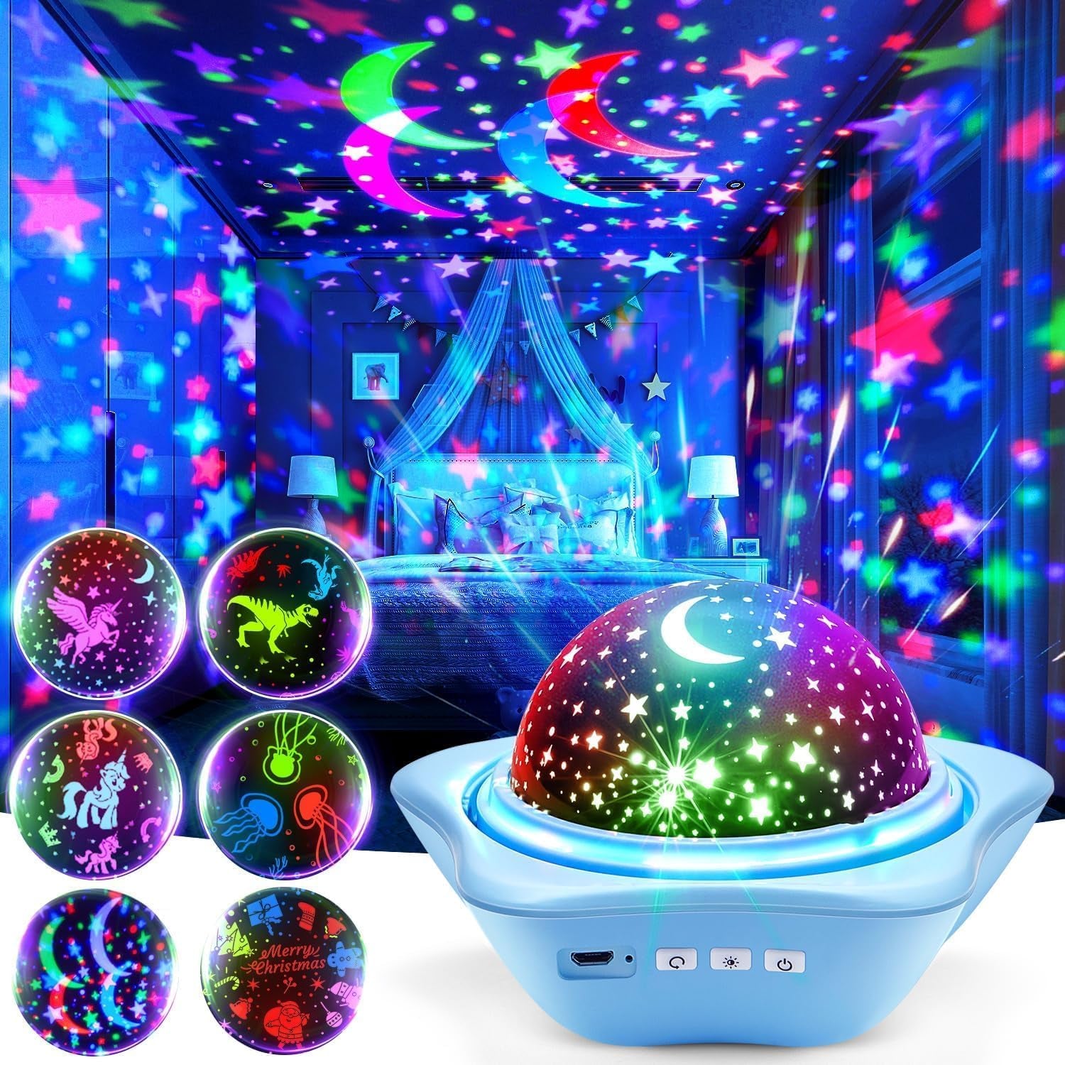 Night Light for Kids Toys,6 Films+78 Lighting Modes Star Projector,Rechargeable Night Light Projector,360°Rotion Star Lights for Bedroom Decor,Birthday Gifts for Kids Baby Sensory Toys Autism