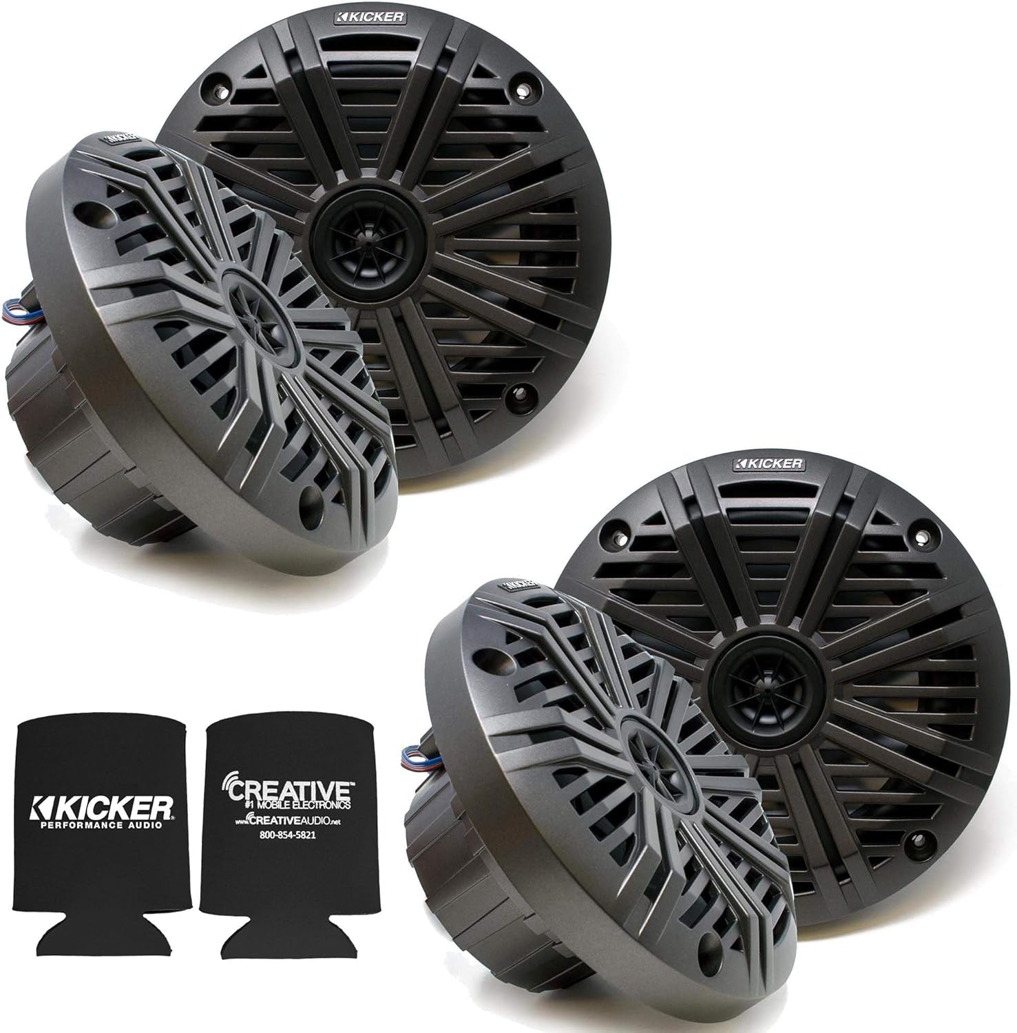 6.5" Marine Speakers (2 Pair) Charcoal Salt Water Grills OEM Replacement Speakers
