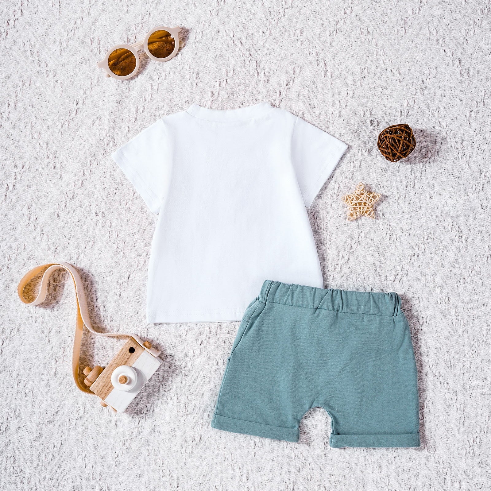 RTKFRFLM Toddler Boy Summer Shorts Set 2 Piece Short Sleeve Cartoon Letter Prints T Shirt Tops Shorts Kids Set Clothes Set Outfits,Size 18-24 Months