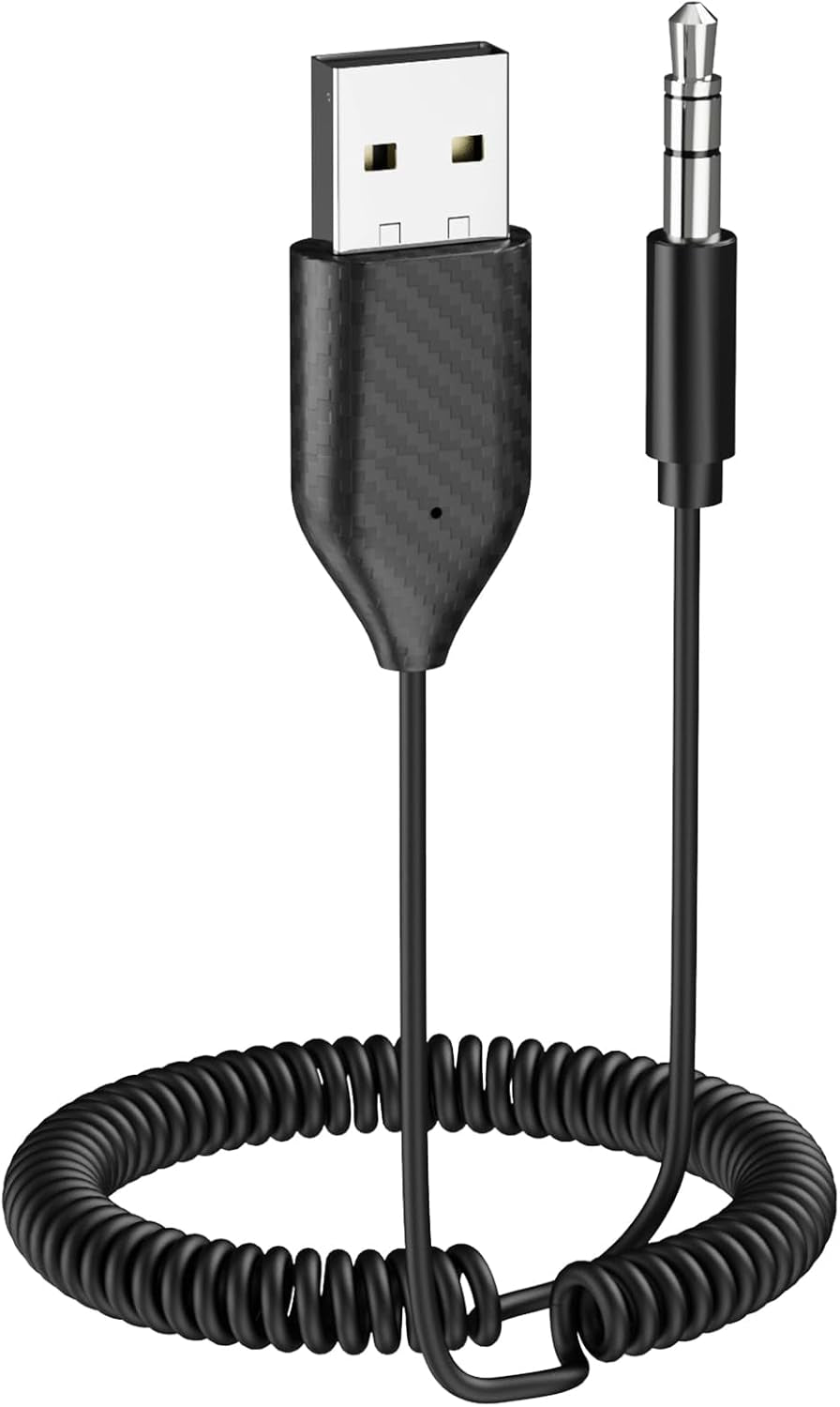 Bluetooth Aux Adapter for Car, USB Bluetooth 5.2 Receiver, 3.5Mm Bluetooth Adapter with Microphone for Music Streaming and Hands-Free Calling for Car Stereo and Home Speakers
