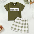 RTKFRFLM Toddler Boy Summer Shorts Set 2 Piece Baby Summer Clothes Daddys/Mamas Matching Outfit Short Sleeve Embroidery T Shirt Plaid Shorts Set Clothes Set Outfits,Size 6-9 Months