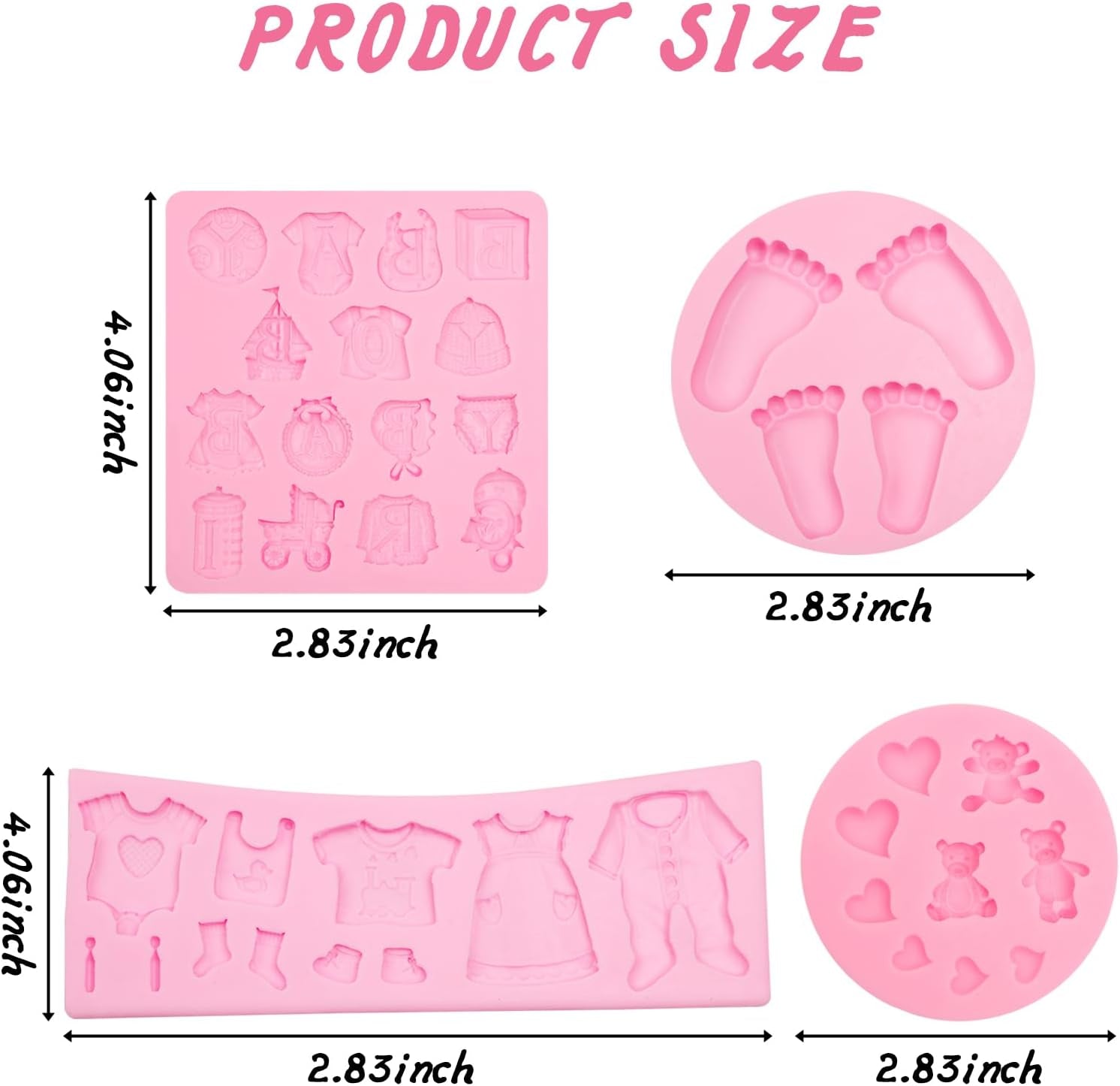 Baby Silicone Fondant Mold 3D Baby Foot Mold Baby Birthday Party Baking Tools for Baby Baptism Theme Party Gender Reveal Party Cake Decorating Chocolate Candy Cupcake Gum Paste Polymer Clay