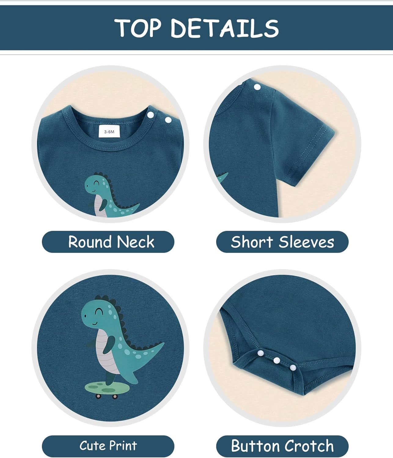 Baby Boy Clothes Newborn Summer Short Sleeve Cotton Crew Neck Button Crotch Romper Short Set Infant Boy Clothes