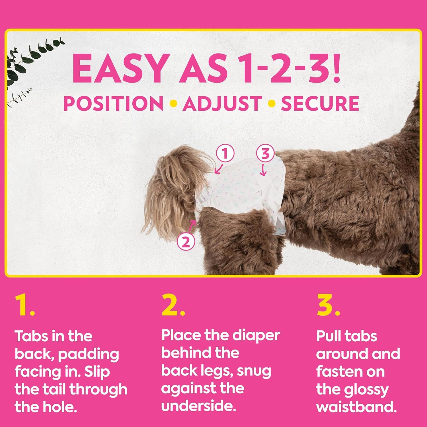 Petcare Disposable Dog Diapers Female, Potty Training, Dog Diapers, Female Doggie in Heat, Puppy Training, Incontinence, Puppy Essentials, Adjustable Fasteners, 18”- 25” Waist (M/L, 96Ct)