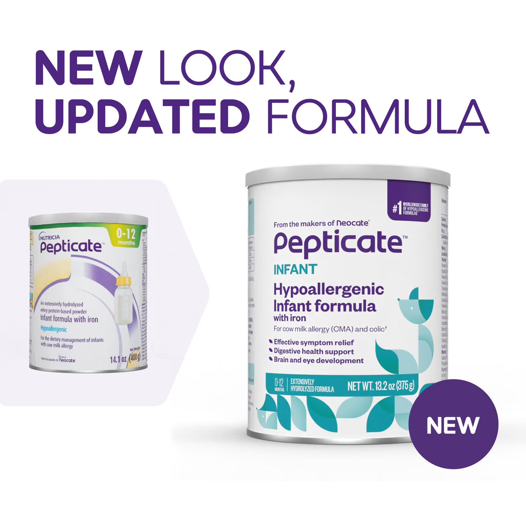 Pepticate Baby Formula, Hypoallergenic Powdered Infant Formula for Cow Milk Allergy, with Omega 3 DHA, ARA, Iron & Prebiotics, 13.2Oz