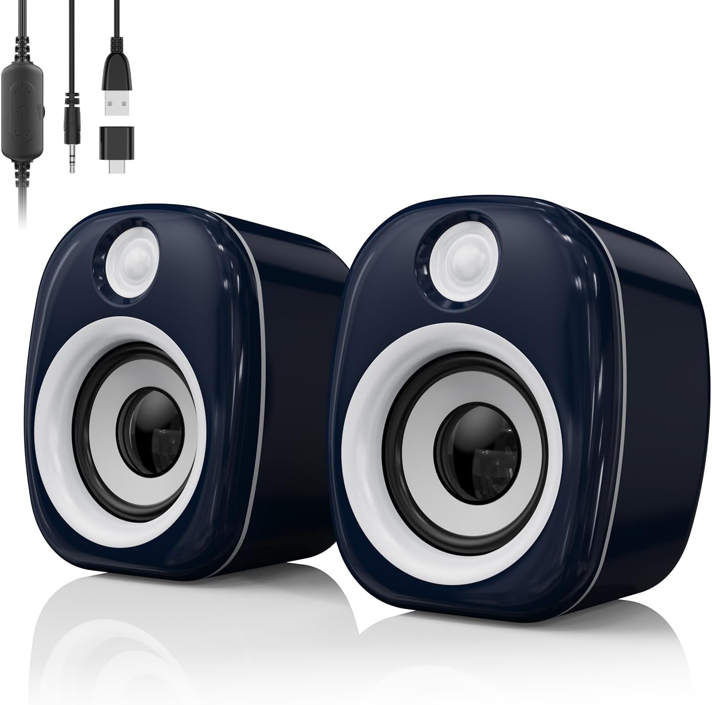 USB Speakers,Computer Speakers for Desktop Pc,Desktop Gaming Speakers,Small Computer Speakers USB Powered 3.5Mm Aux Speaker for Pc,Laptop,Tablet,Monitor,Phone, Blue