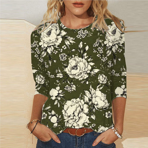 3/4 Length Sleeve Womens Tops Casual Loose Fit Crewneck T Shirts plus Size Spring Summer Tees Limited Time Sales of Today Multicolor XXXL