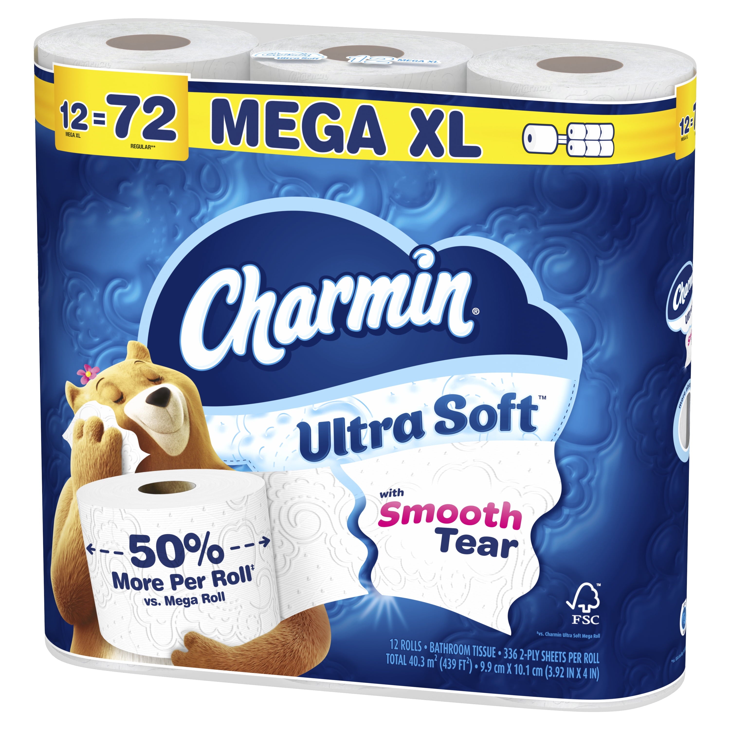 Ultra Soft Toilet Paper 12 Mega XL Rolls, 336 Sheets per Roll