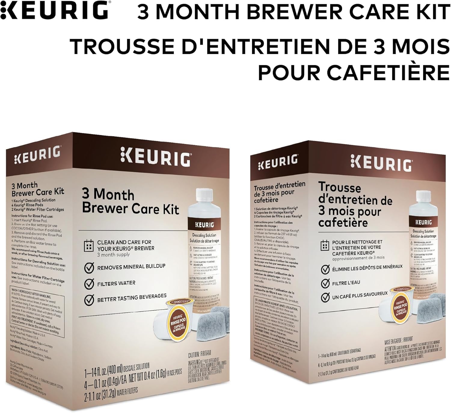 K-Mini Single Serve Coffee Maker & 3-Month Brewer Maintenance Kit Includes Descaling Solution, Water Filter Cartridges & Rinse Pods, Compatible Classic/1.0 & 2.0 K-Cup Coffee Makers, 7 Count
