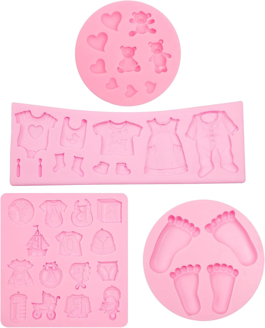 Baby Silicone Fondant Mold 3D Baby Foot Mold Baby Birthday Party Baking Tools for Baby Baptism Theme Party Gender Reveal Party Cake Decorating Chocolate Candy Cupcake Gum Paste Polymer Clay