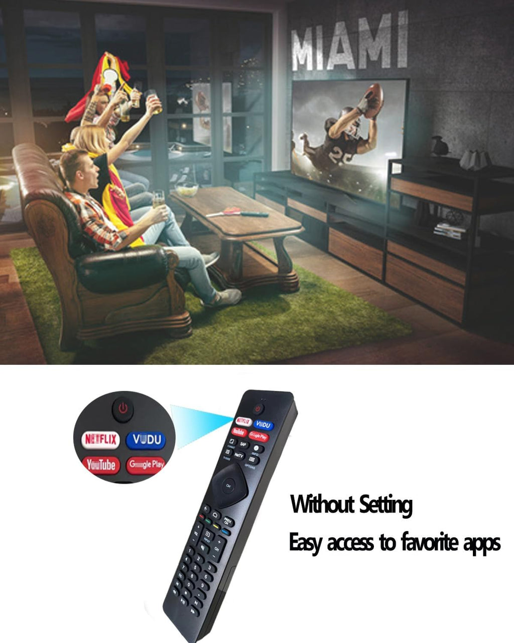 Replacement for Philips TV Remote Control, Compatible with All Philips Android LED/LCD/HDTV/UHD Smart Tvs (NH800UP)