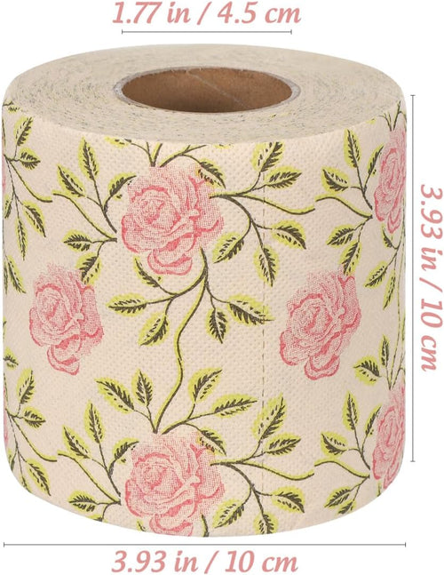 2 Rolls Floral Toilet Paper - Rose Flower Print Toilet Tissues Decorative Bathroom Tissue Hand Towel Napkins for Wedding Birthday Christmas Tea Party Favors Dinner Bridal Shower Baby Shower