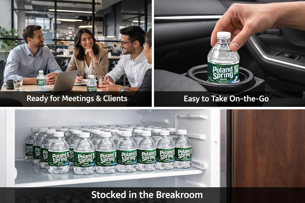 Poland Spring Water Bottles 24 Pack - Small Mini Bottles - Poland Spring 8 Oz Bottled Water