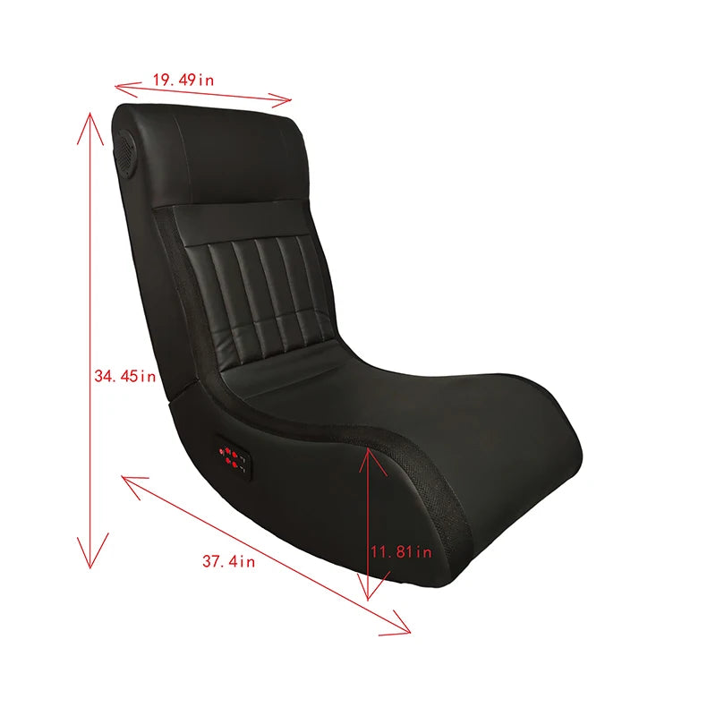 Foldable Gaming Chair with Onboard Speakers, LED Strip Lighting, Bluetooth Music Speakers, Vibration Massage, USB Charging Port