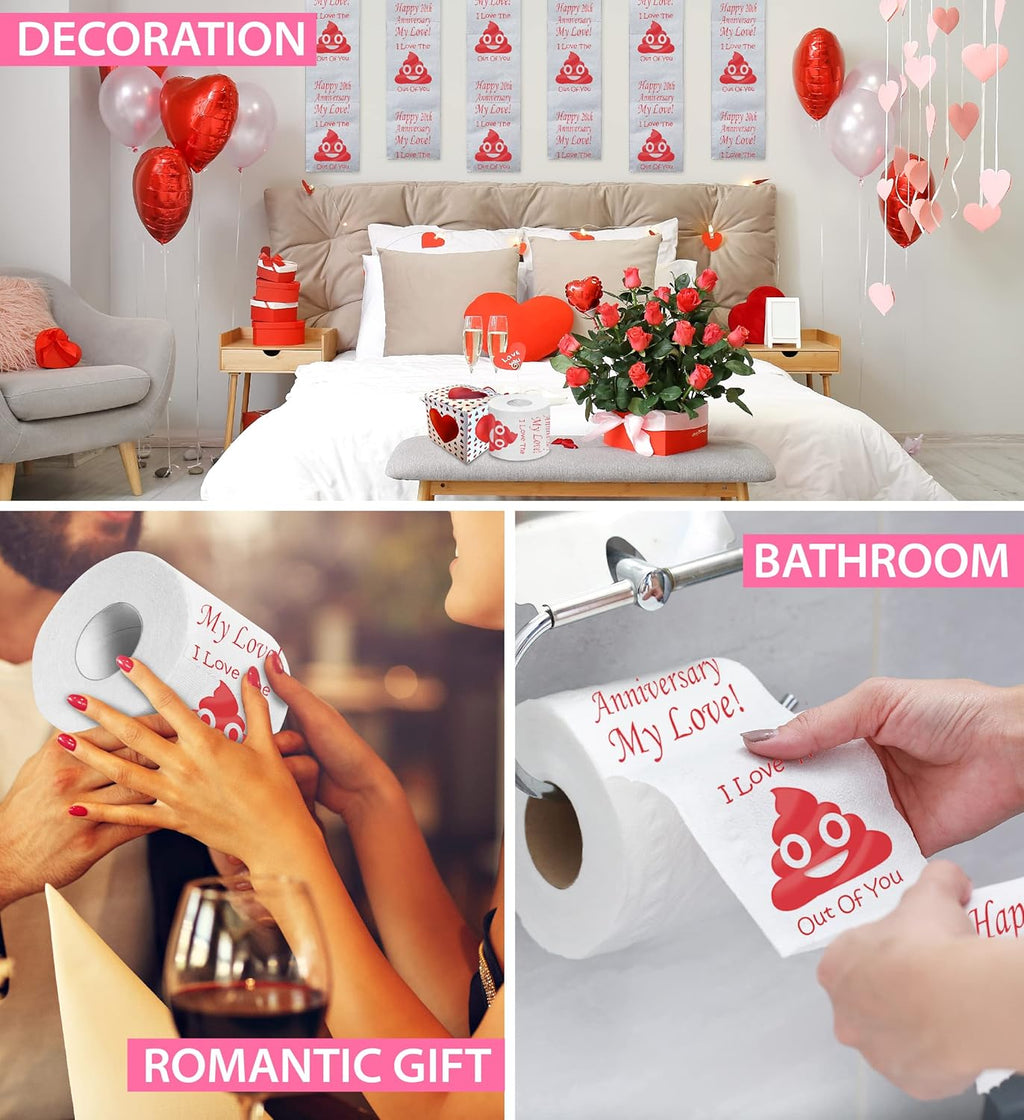 Printed TP Happy 20Th Anniversary My Love Toilet Paper Gift - Funny Gift for Husband, Wife, Boyfriend, Girlfriend, Cute Couples Joke Prank for Wedding Anniversary - 500 Sheets