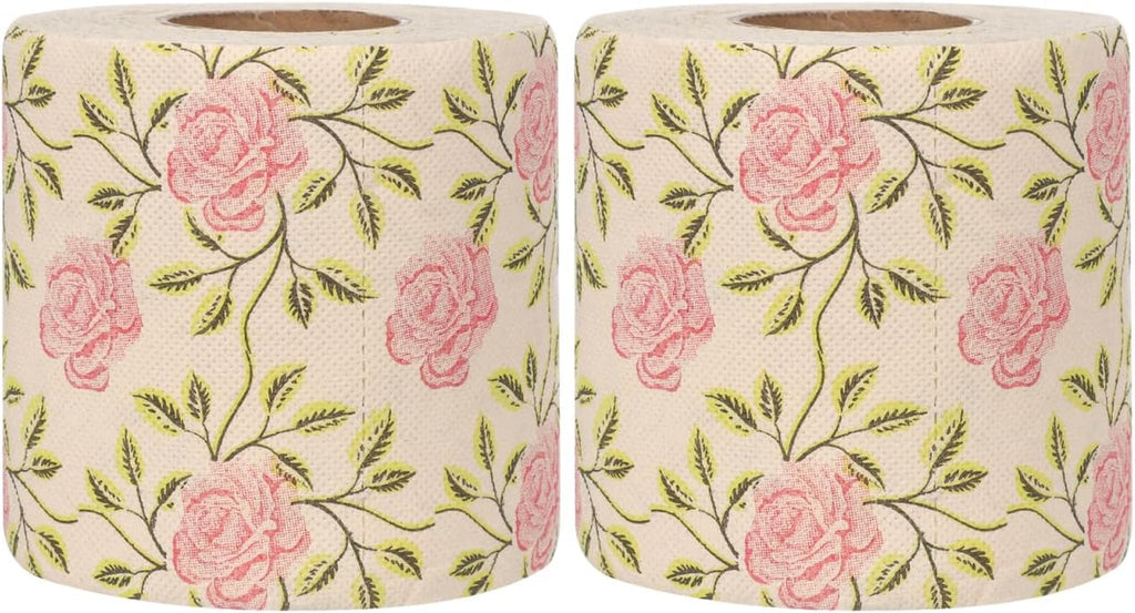 2 Rolls Floral Toilet Paper - Rose Flower Print Toilet Tissues Decorative Bathroom Tissue Hand Towel Napkins for Wedding Birthday Christmas Tea Party Favors Dinner Bridal Shower Baby Shower