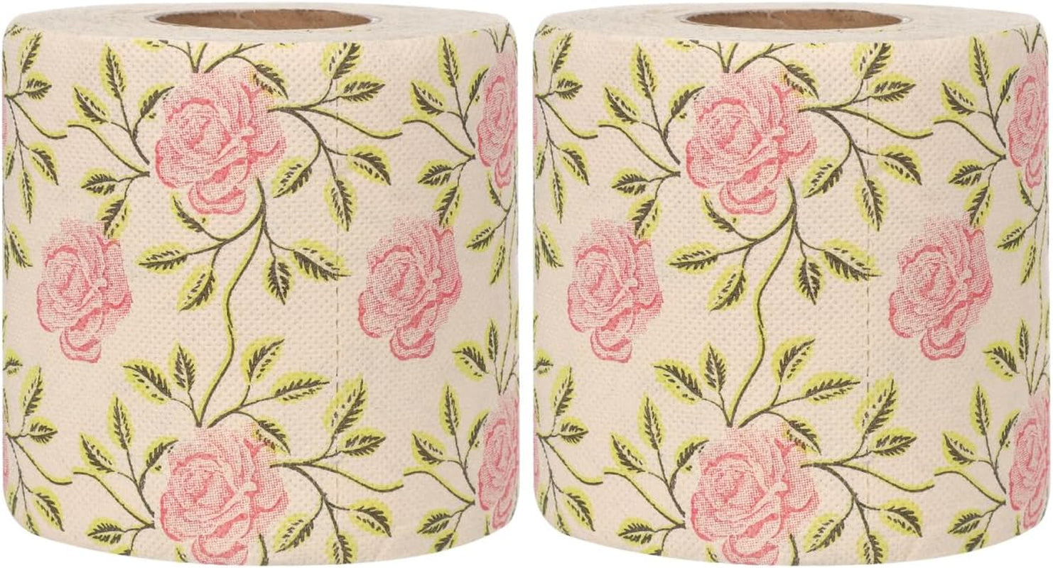 2 Rolls Floral Toilet Paper - Rose Flower Print Toilet Tissues Decorative Bathroom Tissue Hand Towel Napkins for Wedding Birthday Christmas Tea Party Favors Dinner Bridal Shower Baby Shower