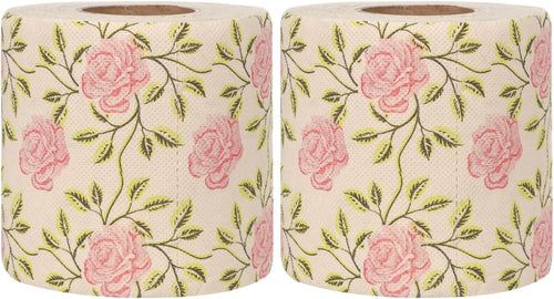 2 Rolls Floral Toilet Paper - Rose Flower Print Toilet Tissues Decorative Bathroom Tissue Hand Towel Napkins for Wedding Birthday Christmas Tea Party Favors Dinner Bridal Shower Baby Shower